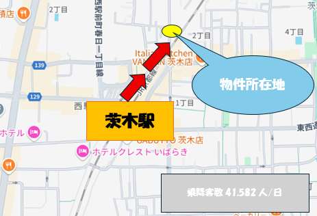 【大阪府茨木市】JR京都線茨木駅徒歩3分／春日商店街に面する／焼鳥居抜き物件／18.15坪
